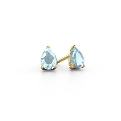 Clous d'oreilles Sam PER 585 or jaune aigue-marine 7x5 mm
