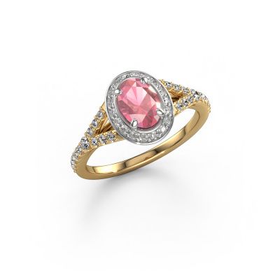 Engagement ring Pamela OVL 585 gold tourmaline pink 7x5 mm