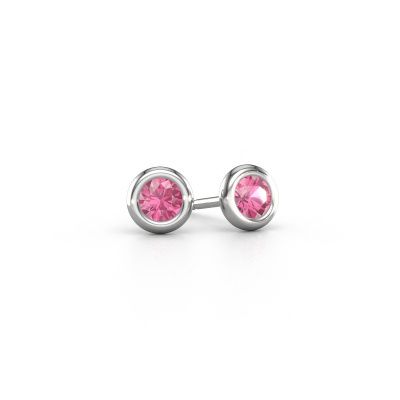 Stud earrings Lieke RND 950 platinum pink sapphire 4 mm