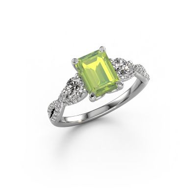 Verlobungsring Marilou EME 585 Weißgold Peridot 8x6 mm
