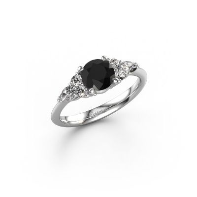 Bague de fiançailles Melani RND 585 or blanc diamant noir 1.50 crt