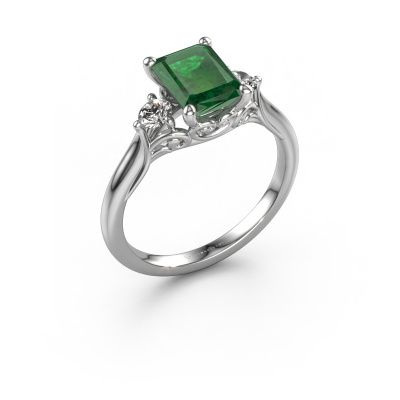 Engagement ring Laurian EME 950 platinum emerald 8x6 mm