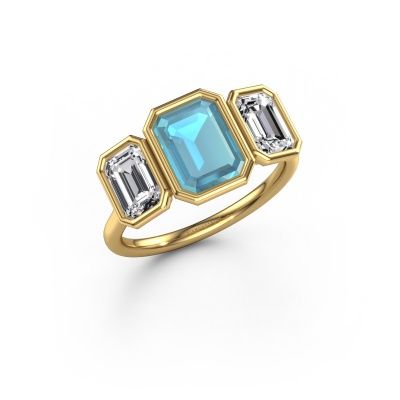 Engagement ring Lavon 3 EME 585 gold blue topaz 8x6 mm