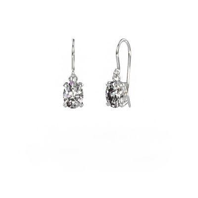 Pendants d'oreilles Laurie OVL 1 585 or blanc diamant synthétique 2.20 crt