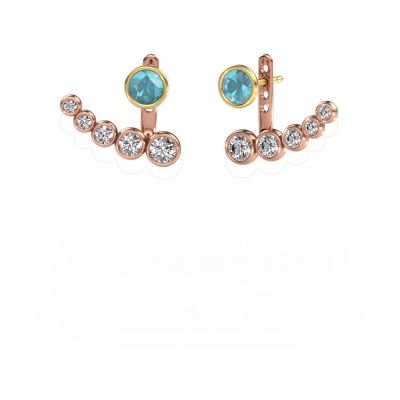 Boucles d'oreilles Wendy 585 or rose topaze bleue 5 mm