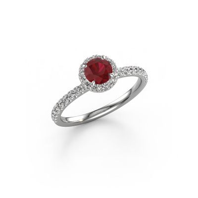Engagement ring Miranda rnd 950 platinum ruby 6.5 mm