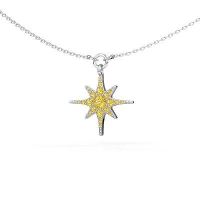 Necklace Star 585 white gold yellow sapphire 3 mm