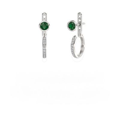 Clous d'oreilles Destiny 585 or blanc emeraude 4 mm