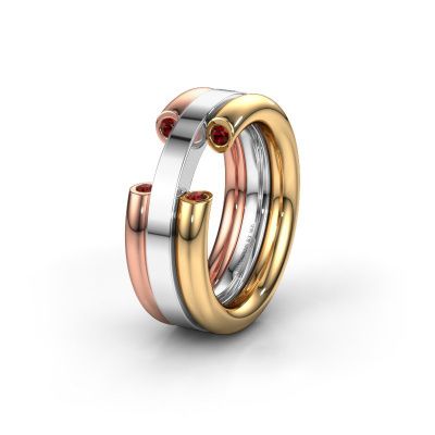 Wedding ring WH6018L 585 gold garnet ±8x3 mm