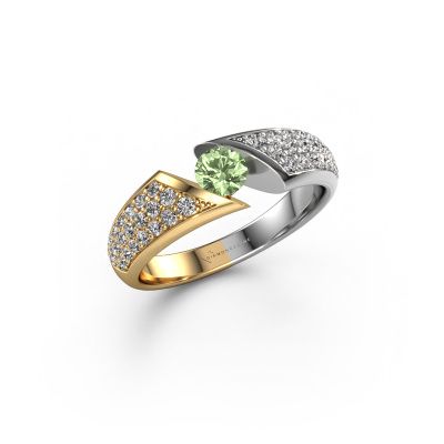 Engagement ring Hojalien 3 585 gold green lab grown diamond 4.2 mm