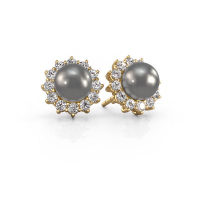 Earrings Tess 585 gold grey pearl 5 mm