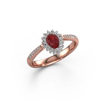 Engagement ring Tilly per 2 585 rose gold ruby 6x4 mm