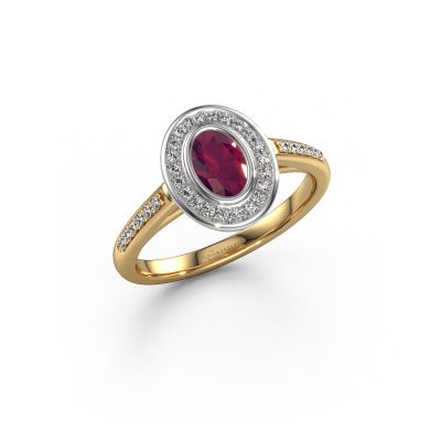 Engagement ring Noud 2 OVL 585 gold rhodolite 6x4 mm