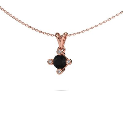 Hanger Cornelia Round 585 rosé goud zwarte diamant 0.80 crt