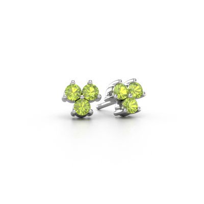 Clous d'oreilles Shirlee 585 or blanc péridot 3 mm