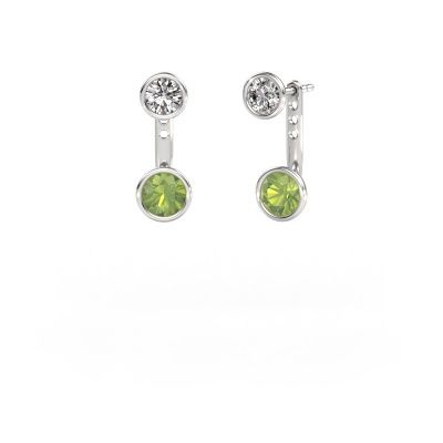 Boucles d'oreilles Halle 585 or blanc péridot 6 mm