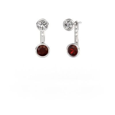 Boucles d'oreilles Halle 585 or blanc grenat 6 mm