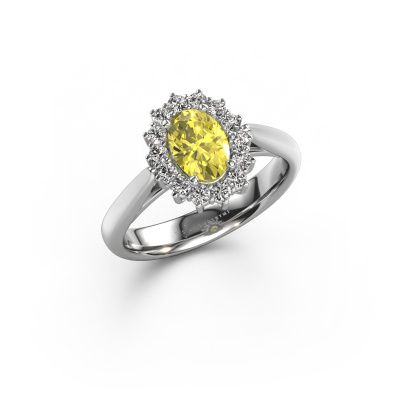 Engagement ring Margien 1 585 white gold yellow lab grown diamond 7x5 mm