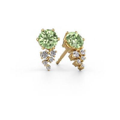 Earrings Royce 585 gold green lab grown diamond 6 mm