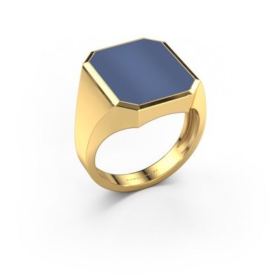 Zegelring Lars 5 light 585 goud blauw lagensteen 16x13 mm