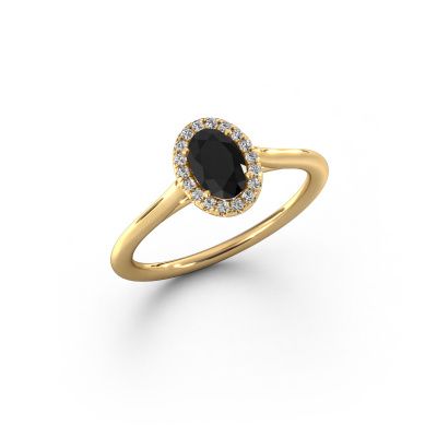 Bague de fiançailles Seline ovl 1 585 or jaune diamant noir 0.69 crt
