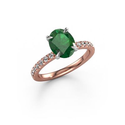 Engagement ring Crystal OVL 2 585 rose gold emerald 9x7 mm