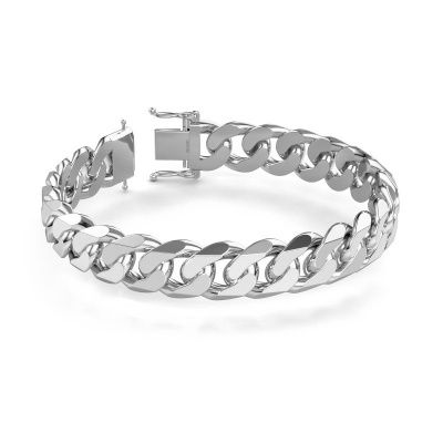 Cuban cuban link bracelet ±0.51 in 585 white gold
