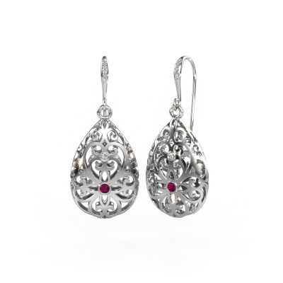 Drop earrings Idalia 2 585 white gold rhodolite 2 mm