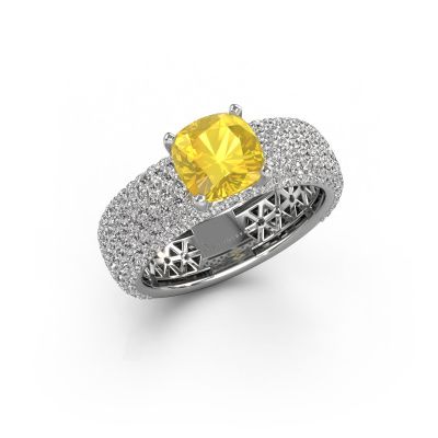 Engagement ring Darcy 950 platinum yellow sapphire 7 mm