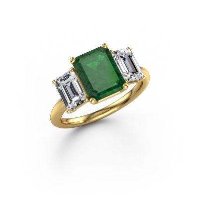 Bague de fiançailles Sandra 585 or jaune emeraude 9x7 mm