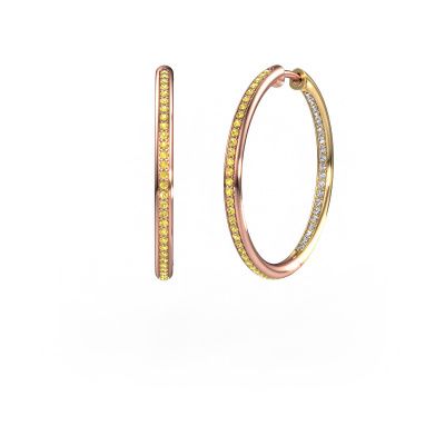 Hoop earrings Sina 25mm 585 rose gold yellow sapphire 1.1 mm