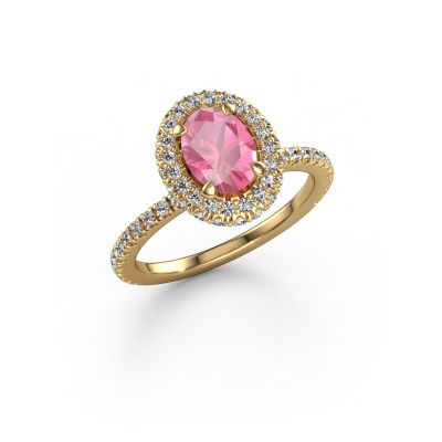 Verlovingsring Talitha OVL 585 goud roze saffier 7x5 mm