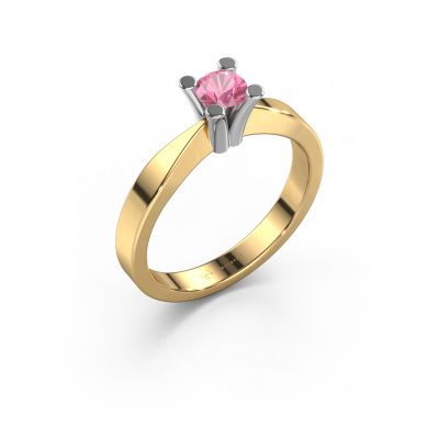 Bague de fiançailles Ichelle 1 585 or jaune saphir rose 4.2 mm