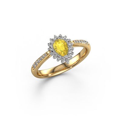 Bague de fiançailles Tilly per 2 585 or jaune saphir jaune 6x4 mm