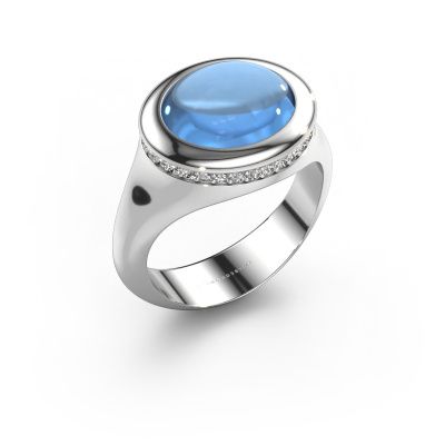 Ring Lesli OVL 585 white gold blue topaz 12x10 mm