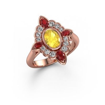 Engagement ring Door 585 rose gold yellow sapphire 7x5 mm