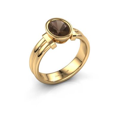 Ring Gerda 585 goud rookkwarts 8x6 mm