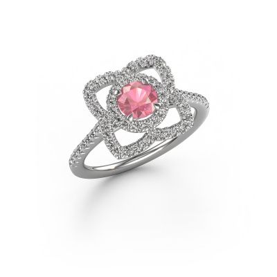 Engagement ring Cleopatra 585 white gold tourmaline pink 5 mm