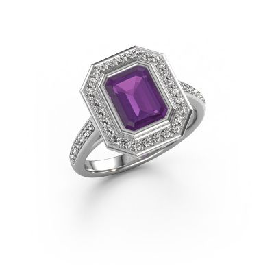 Verlobungsring Noud 2 EME 950 Platin Amethyst 8x6 mm