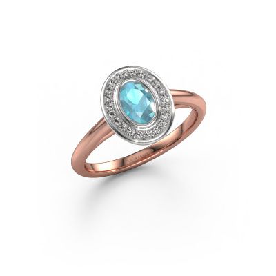 Engagement ring Noud 1 OVL 585 rose gold blue topaz 6x4 mm