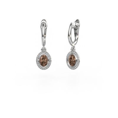 Drop earrings Noud OVL 585 white gold brown diamond 0.40 crt