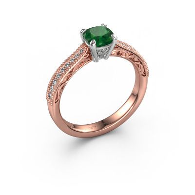 Engagement ring Shonta CUS 585 rose gold emerald 5.5 mm