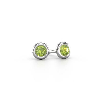 Stud earrings Lieke RND 950 platinum peridot 4 mm