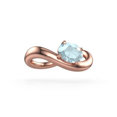 Bague de fiançailles Chloe OVL 585 or rose aigue-marine 7,5x5,5 mm