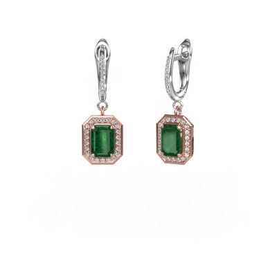 Drop earrings Dodie 2 585 rose gold emerald 6.5x4.5 mm