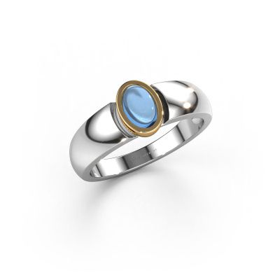 Ring Tonneke 585 white gold blue topaz 6x4 mm