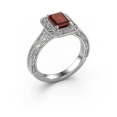 Verlobungsring Alice EME 950 Platin Granat 7x5 mm