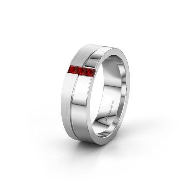 Wedding ring WH0906L16A 950 platinum garnet ±6x1.7 mm