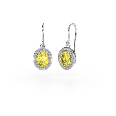 Drop earrings Latesha 950 platinum yellow lab grown diamond 7x5 mm