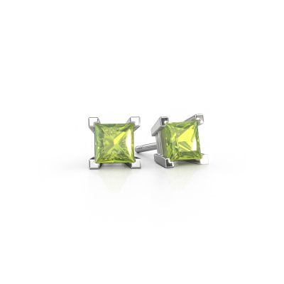 Stud earrings Ariane 585 white gold peridot 5 mm